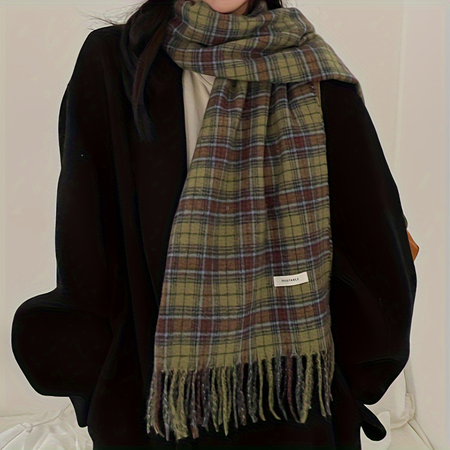 Vintage Green Plaid Tassel Sca - огляд і ціна Cashmere Pashmina Wrap