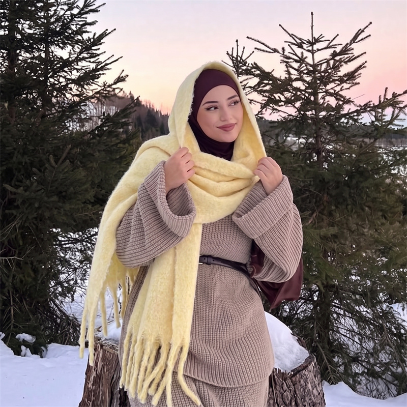 Solid Mohair Scarf Women Fluff - огляд і ціна Shawl Wrap Winter